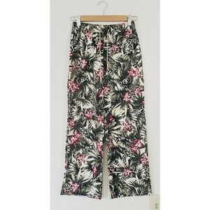 Vintage Bobbie Brooks Women's Tropical Cropped Pull On Wide Leg‎ Pants. Size S